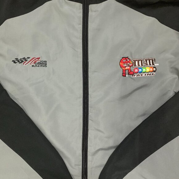 Vintage M&M’s Nascar Joe Gibbs #18 Racing Full Zip Hooded Jacket Gray Sz S - Picture 2 of 8